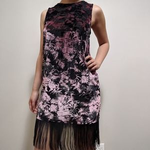 Topshop floral dress with bottom fringe